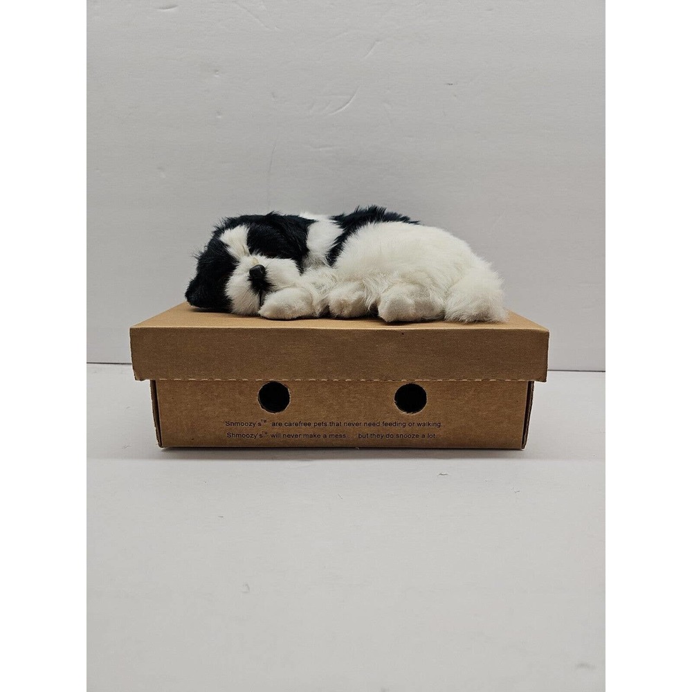 SHMOOZY'S Patches Black & White Lhaso Apso Sleeping Realistic Dog